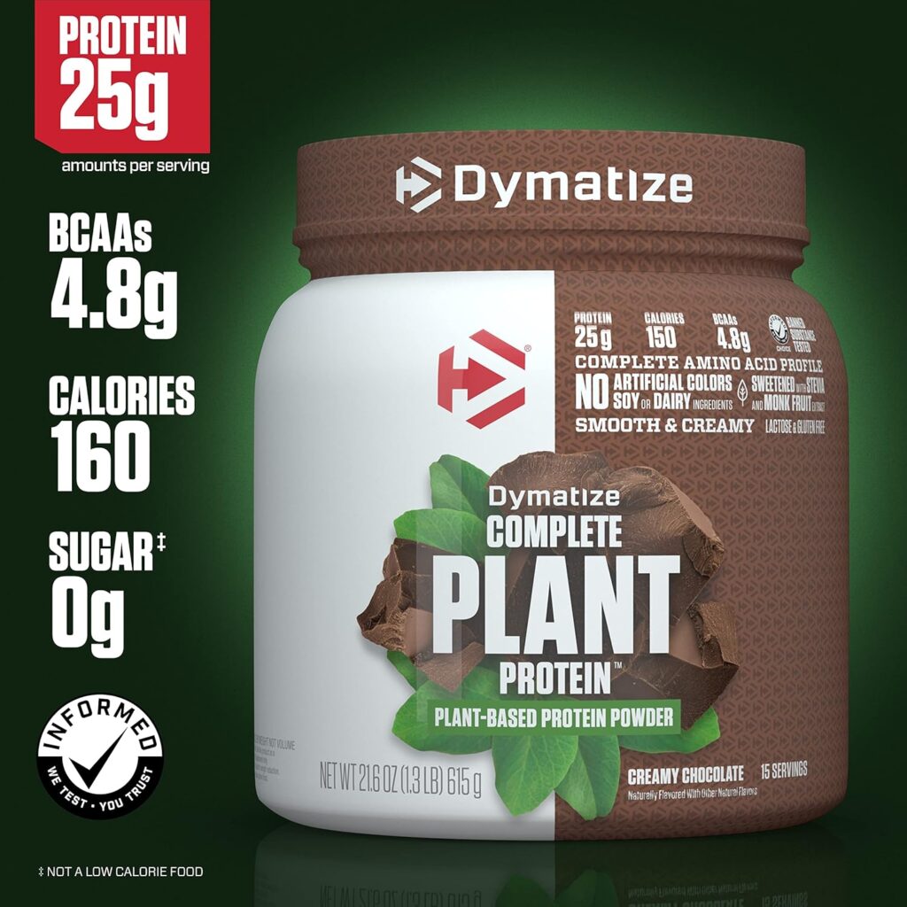 Dymatize Vegan Plant Protein, Smooth Vanilla, 25g protein, 4.8g BCAAs, complete amino acid profile, 15 servings