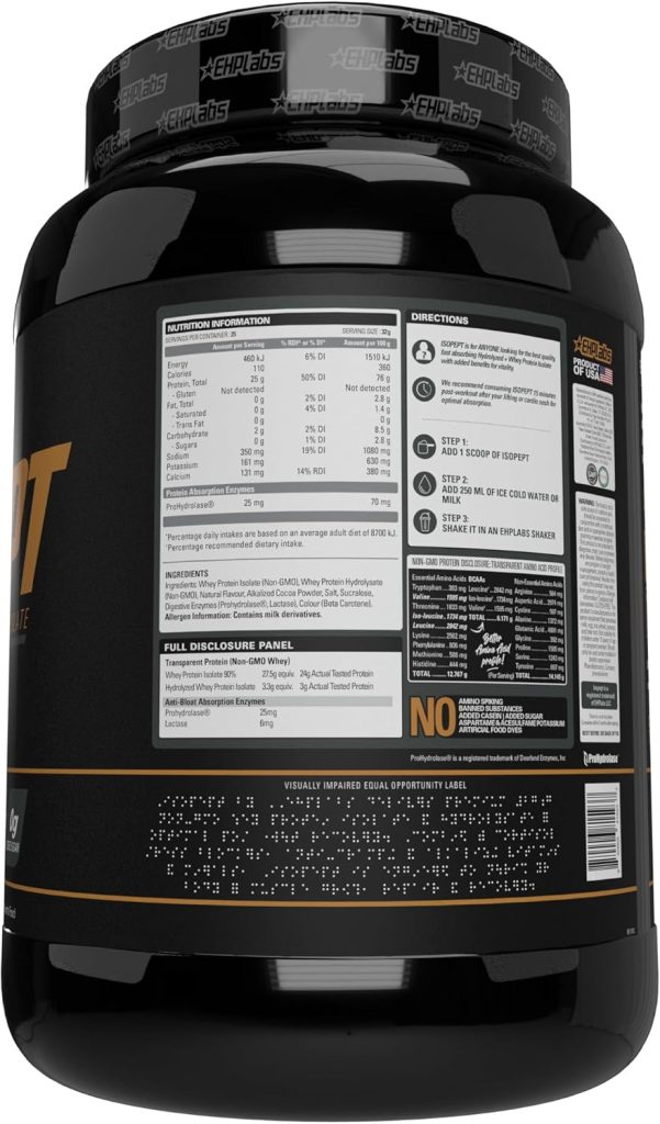 IsoPept Hydrolyzed Whey Protein Powder by EHPlabs - 100% Whey Protein Isolate Hydrolysate, 27g of Protein, Non-GMO, Gluten Free, Fast Absorbing, Easy Digesting, 27 Serves (Strawberry Milkshake)