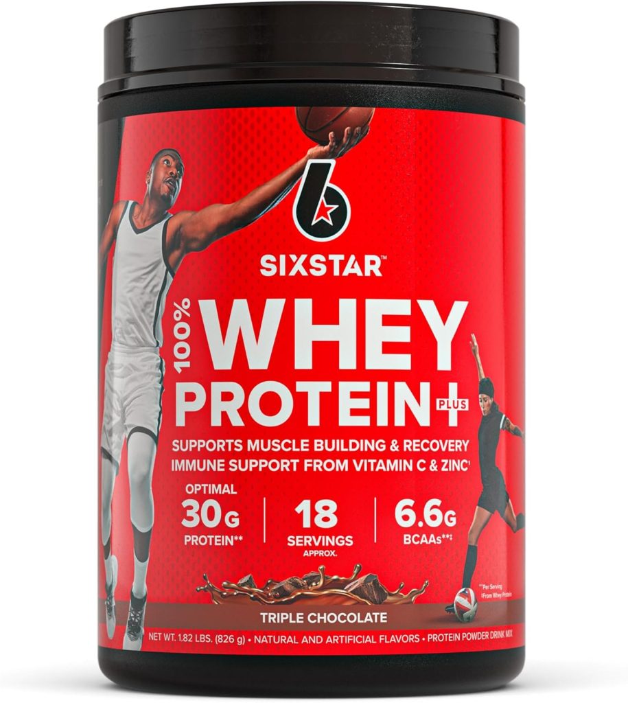 Whey Protein Powder | Six Star Whey Protein Plus | Whey Protein Isolate Peptides | Lean Protein Powder for Muscle Gain | Muscle Builder for Men Women | Triple Chocolate, 1.82 lbs (826 g)